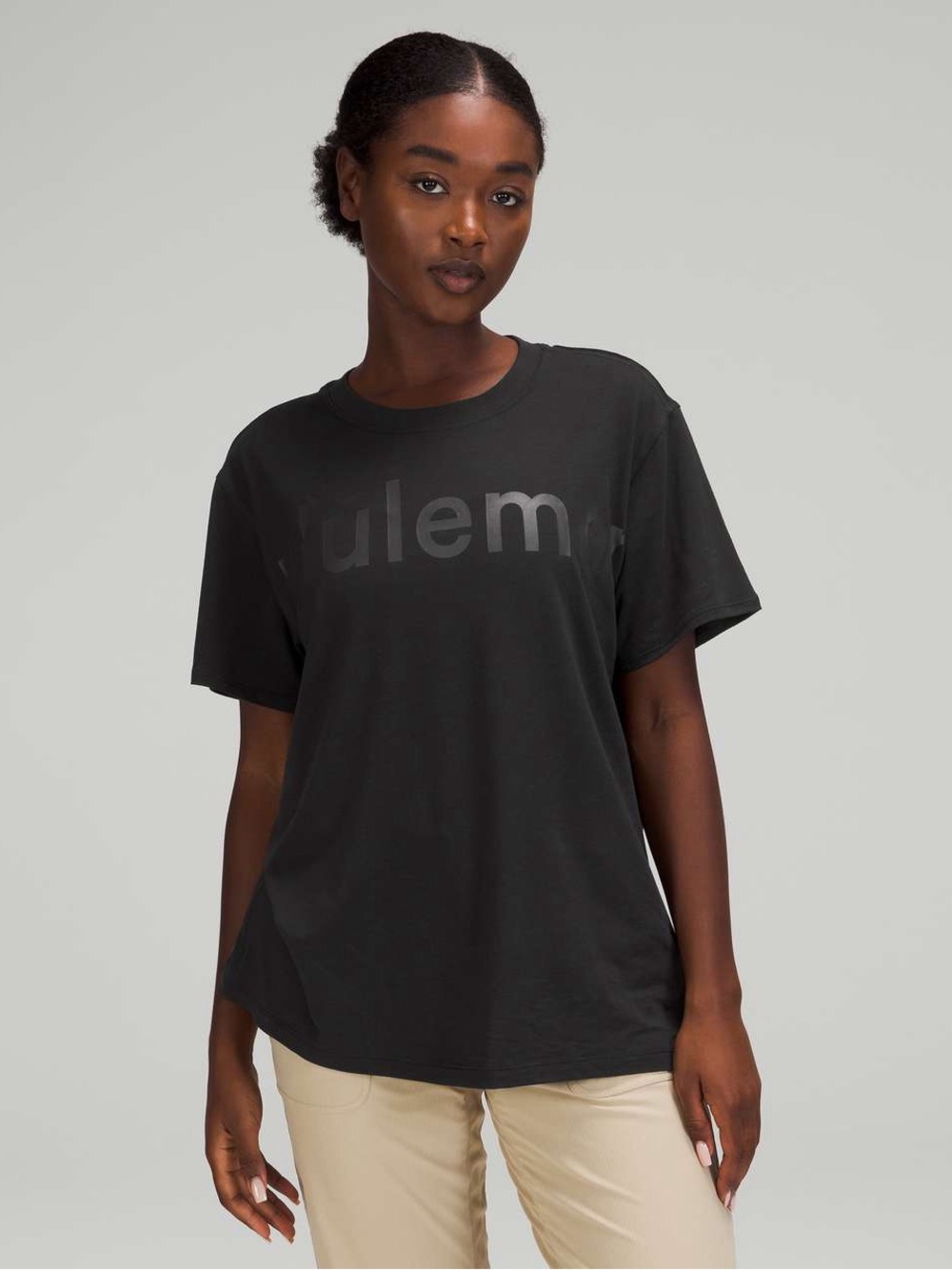 Lululemon all yours black logo tee size 6